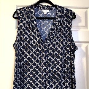 Charter Club Sleeveless Blouse Navy 2X